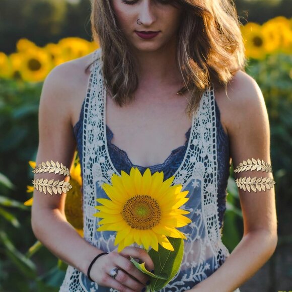 Tree Leaf Cuff Bangle Bracelet Set Adjustable Metal Jewelry for Women - Picture 2 of 7